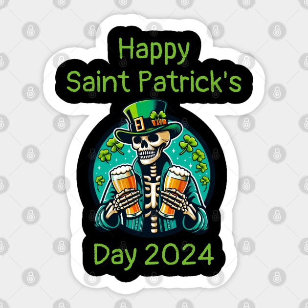 St Patricks Day 2024. Irish Skull Men Sticker by BukovskyART